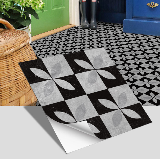 European style ceramic tile flooring, bathroom and bedroom floor decoration, thickened frosted wall stickers, waterproof and self-adhesive.