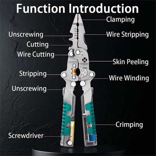 💥Thickened multi-functional needle-nose pliers with voltage tester, wire stripper, electrician's special