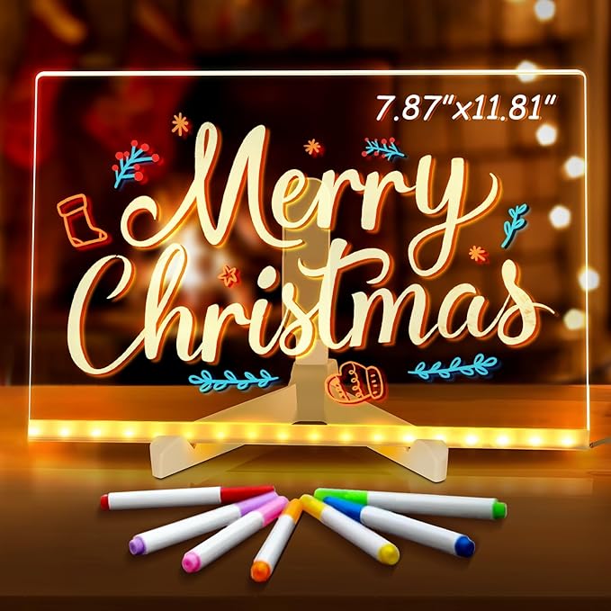 🎁Creative Rewritable Acrylic LED Message Board 🎨 (set come with 7 Pens)