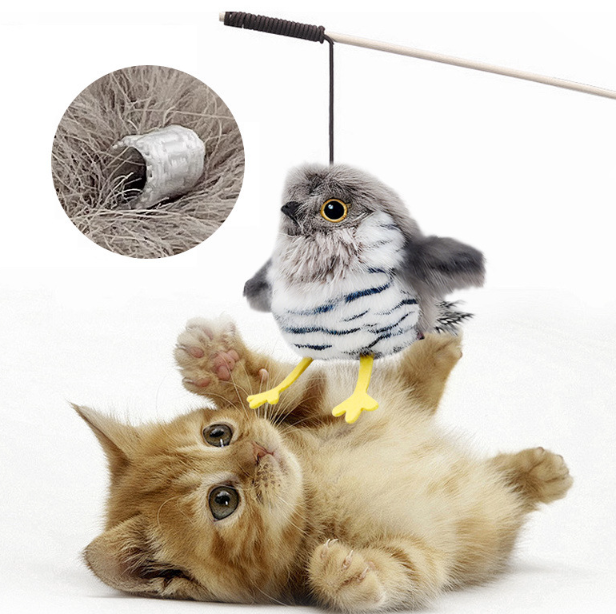 Pet essentials Electric cat toy with shaking bird sound, simulated bird, cat toy, automatic cat teaser