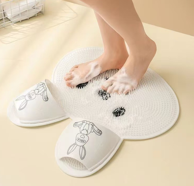New silicone foot scrubber, exfoliating shower mat, massage mat, bathroom anti-slip mat, bath and foot scrubber