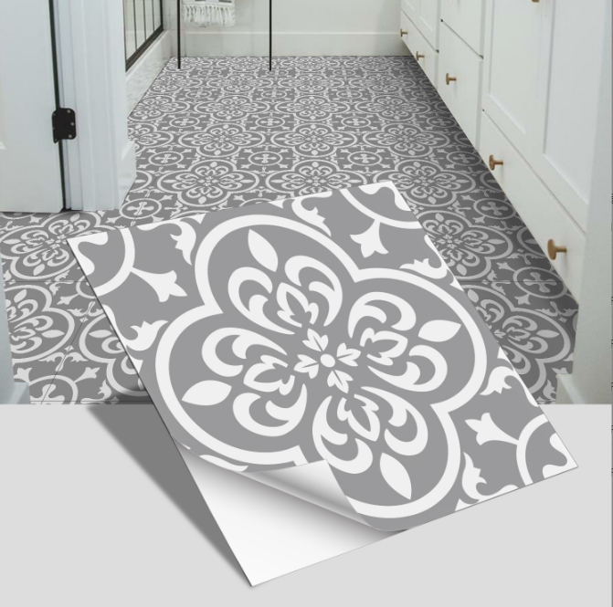 European style ceramic tile flooring, bathroom and bedroom floor decoration, thickened frosted wall stickers, waterproof and self-adhesive.