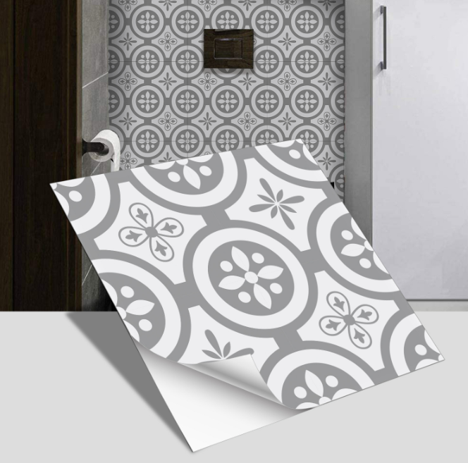 European style ceramic tile flooring, bathroom and bedroom floor decoration, thickened frosted wall stickers, waterproof and self-adhesive.