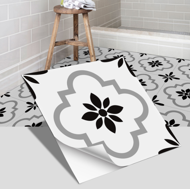 European style ceramic tile flooring, bathroom and bedroom floor decoration, thickened frosted wall stickers, waterproof and self-adhesive.