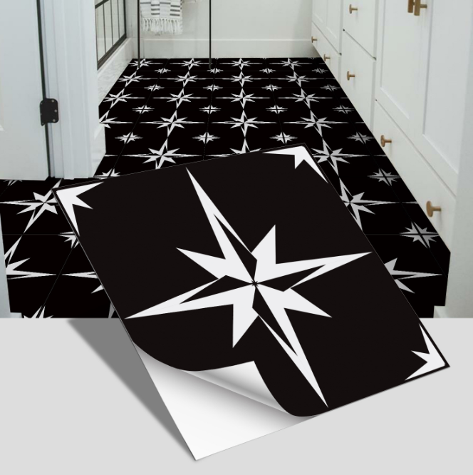 European style ceramic tile flooring, bathroom and bedroom floor decoration, thickened frosted wall stickers, waterproof and self-adhesive.