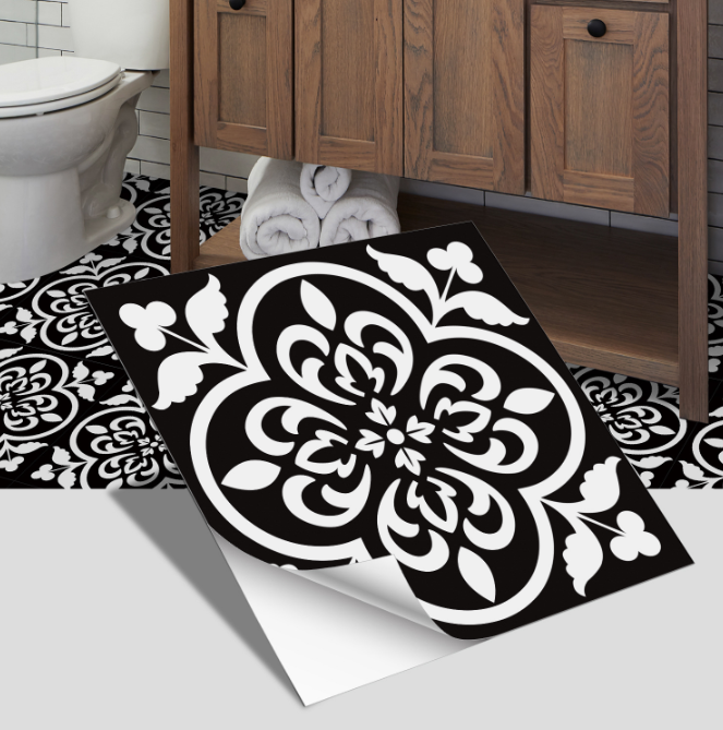 European style ceramic tile flooring, bathroom and bedroom floor decoration, thickened frosted wall stickers, waterproof and self-adhesive.
