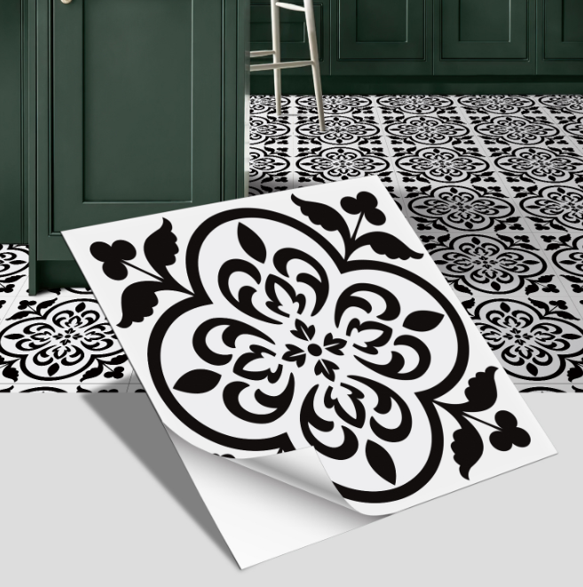 European style ceramic tile flooring, bathroom and bedroom floor decoration, thickened frosted wall stickers, waterproof and self-adhesive.