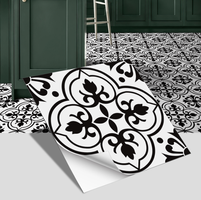 European style ceramic tile flooring, bathroom and bedroom floor decoration, thickened frosted wall stickers, waterproof and self-adhesive.