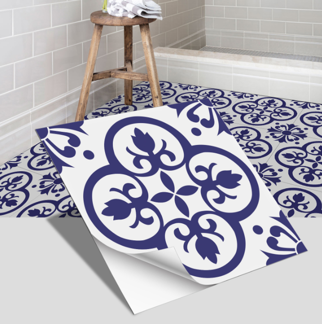 European style ceramic tile flooring, bathroom and bedroom floor decoration, thickened frosted wall stickers, waterproof and self-adhesive.