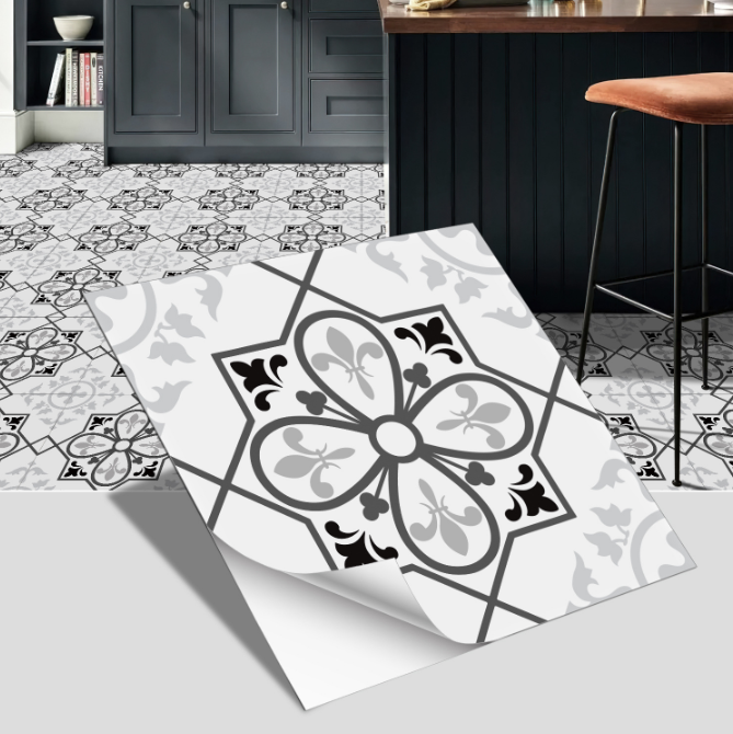 European style ceramic tile flooring, bathroom and bedroom floor decoration, thickened frosted wall stickers, waterproof and self-adhesive.