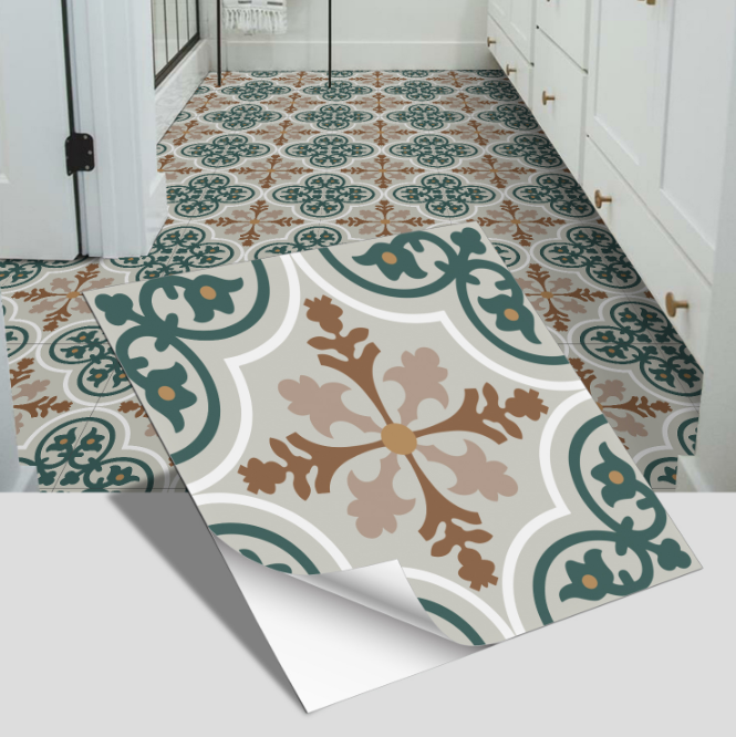 European style ceramic tile flooring, bathroom and bedroom floor decoration, thickened frosted wall stickers, waterproof and self-adhesive.