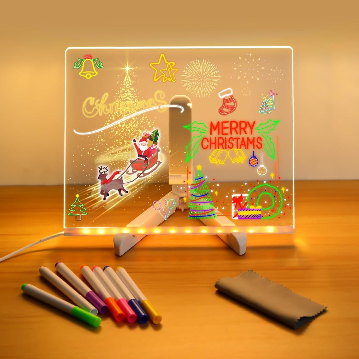 🎁Creative Rewritable Acrylic LED Message Board 🎨 (set come with 7 Pens)