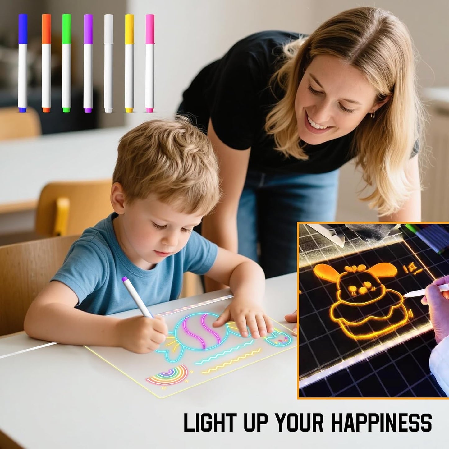 🎁Creative Rewritable Acrylic LED Message Board 🎨 (set come with 7 Pens)